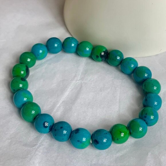 3 Glass Stretch Bracelets - Cat's Eye - Tiger's Eye - Glass Bead - Picture 2 of 6